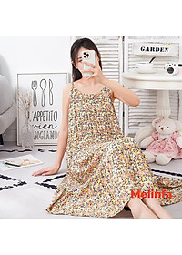 Váy ngủ hai dây nữ vải Cotton lanh lụa mềm mịn thoáng mát, đầm ngủ mặc nhà nữ suông rộng mã V0278