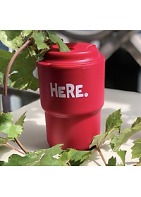 Combo 2 cốc uống nước kèm nắp xoay có lỗ cắm ống hút  320ml