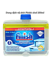 Combo Vệ sinh máy rửa bát Finish: Dung dịch vệ sinh chai 250ml, Viên Treo khử mùi hôi trong máy rửa bát - Chính Hãng.