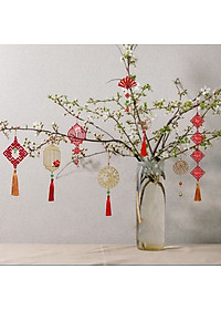 Combo 6D - Bộ 6 dây treo trang trí Tết Khai Lộc Hoàng Kim màu đỏ, trang trí mai, đào