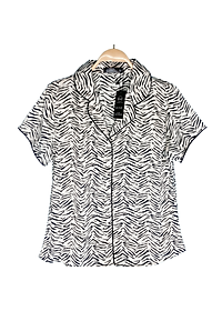 Đồ bộ mặc nhà nữ Pijama lụa VILADY - B136 kiểu đồ bộ ngắn họa tiết vằn đen siêu dễ thương, chất liệu lụa Pháp ( lụa latin)