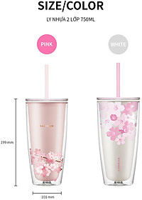 Ly Nhựa 2 Lớp LocknLock Double Wall Cold Cup Cherry Blossom 750ml HAP509