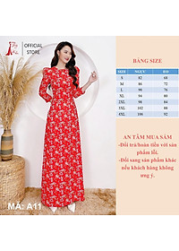 Áo dài cách tân hoa nhí nữ thiết kế cổ tròn tay bồng đẹp may sẵn A11 Thúy Kiều mềm mại co giãn