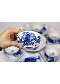 Bộ đồ ăn hoa mặt trời Bát Tràng men khử - Khử chì và kim loại nặng - Hoa sen