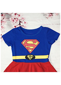 Đầm siêu nhân supergirl bé gái kèm áo choàng từ 9-27kg- thun cotton thấm hút mồ hôi, hình không bong tróc - Kiến Lửa