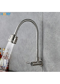 Vòi rửa bát gắn tường inox 304 tăng áp dòng lạnh Hobby Home Decor XGT1