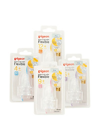 Núm vú cổ hẹp silicone siêu mềm Pigeon (2 cái/vỉ)