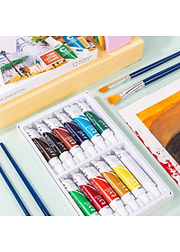 Màu nước Acrylic dạng tuýp 12ml Deli - 12/24 màu - 1 hộp - EC12