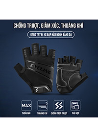 Găng Tay Bao Tay Xe Đạp Nửa Ngón Hở Chống Trơn Trượt Với Thiết Kế Thoáng Khí, Hút Mồ Hôi, Đàn Hồi Chống Sốc Cho Xe Đạp Thể Thao MTB, Địa Hình