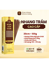 Nhang Trầm Hương 20cm Cao Cấp – Hộp Vàng 100g | Bảo Trầm – Thơm Tự Nhiên, Không Khói Gắt, An Toàn