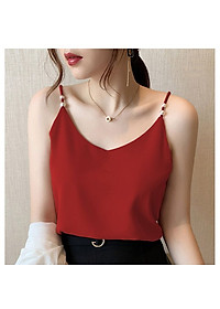 Áo 2 Dây Nữ New  Design Đính Ngọc Trai Mẫu Mới, Lụa Satin Mịn Mát, Phong Cách Vintage Trẻ Trung, Áo Có Nhiều Màu Và Đủ Size AO0004