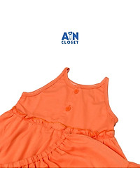 Bộ quần áo ngắn bé gái Cam trơn rũ cotton lụa - AICDBGDRU5TF - AIN Closet