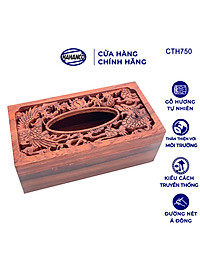 Hộp Giấy Ăn Bằng Gỗ Hương (Cỡ lớn - đủ mẫu) Đục Khắc Hoa Văn Tinh Xảo/Độc Đáo