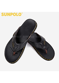 Dép Kẹp Xỏ Ngón Nam Da Bò SUNPOLO KEP201 Bền đẹp (Đen)