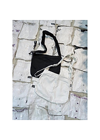 Túi xoắn dây.  đeo chéo,tote đi học hàng Ulzzang, 2 màu Đen Trắng vải Kaki mềm, dây rút điều chỉnh 