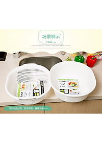 Thau nhựa trắng đựng đồ, rửa rau củ 5,3L - Hàng nội địa Nhật