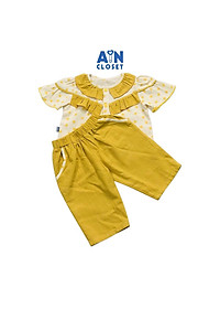 Bộ quần áo lửng bé gái họa tiết Hoa điệp vàng cara - AICDBGZPGT8L - AIN Closet