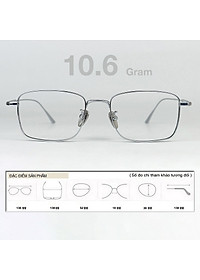 Gọng Kính Cận Giả Cận Nam Nữ Cao Cấp Titanium BLUE LIGHT, Mắt Chữ Nhật Nhỏ Dày Dặn, Nhẹ Dẻo Bạc, Đen