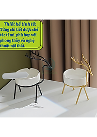 Gạt Tàn Hình Hươu Nghệ Thuật Cao Cấp- Gạt Tàn Trang Trí Kiểu Dáng Hươu Vàng- Gạt Tàn Sứ Hươu Vàng Phong Cách Bắc Âu- Gạt Tàn Sứ Kèm Giá Đỡ Hươu Kim Loại