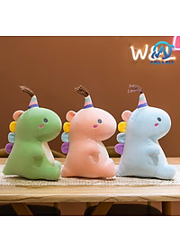 Gấu Bông Thú Nhồi Bông Khủng Long Đội Mũ Chóp Cầu Vồng 30cm Siêu Dễ Thương