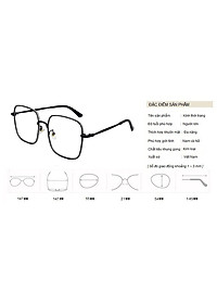 Gọng Kính Cận, Kính Giả Cận Chống UV Mắt Vuông To Gọng Bạc, Đen Kim Loại Viền Lấp Lánh Hàn Quốc - BLUE LIGHT SHOP