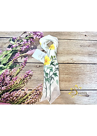 Khăn Lụa Vuông Vẽ Hoa Dã Quỳ SenSilk 90x90cm, Painting Silk Scarves for Women, Khăn Quàng Cổ Thời Trang
