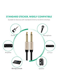 Cáp âm thanh stereo 2 đầu đực chuẩn jack 6.5mm dài 5m UGREEN AV128 40813 - Hàng chính hãng
