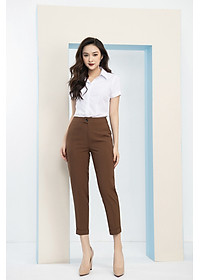  Áo Sơ Mi Nữ Trắng Tay Ngắn LUPERI LFSM1105 Cổ Đức Dáng Eo Vừa