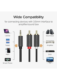 Cáp Audio 3.5mm to AV hoa sen (RCA) dài 1M Ugreen 10772 - Hàng Chính Hãng