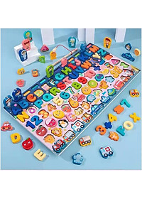 Bảng Gỗ Ghép Hình + Câu Cá Lôgarit 7 in 1 cho bé