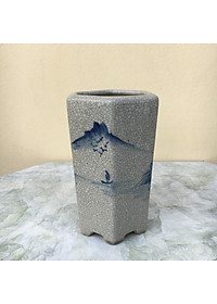 Chậu bonsai Lục giác ống mini men Rạn gốm Bát tràng 1 size BM-93