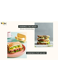 Máy Nướng Bánh Mỳ, Máy Kẹp Bánh Mỳ Sandwich-Waffle BEAR DBC-C06M1 Dung Tích 0.8 Lít, Công Suất 600 W - Hàng Chính Hãng