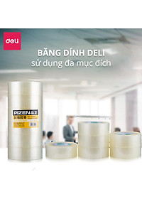 [Lốc 6 Cuộn] Băng Keo Trong , Băng Dính Dán Thùng Đóng Hàng Deli - 60/80/100/150/200 Yards - Dày Dai Chống Nước Khó Đứt 