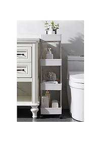 Kệ đựng đồ 4 tầng có bánh xe, giá để đồ 4 ngăn có bánh xe xoay 360 độ, xe để đồ 4 tầng