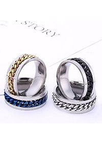 Nhẫn inox phối xích xoay nam nữ nhiều màu cao cấp thời trang thép không gỉ trangsucpt khui bia