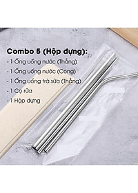 Bộ Ống Hút Inox 304 Thép Không Gỉ - 5 Món Thân Thiện Với Môi Trường