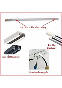 Combo 3 đèn rọi ray 20W + 1 ray 1 mét vỏ trắng CN700 cao cấp