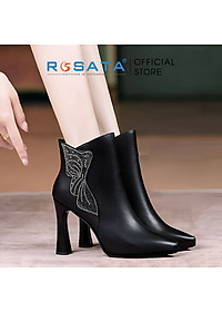 Boots thời trang nữ cao gót, da lì đính hạt, mũi nhọn ROSATA RO606 - 10p - HÀNG VIỆT NAM - BKSTORE