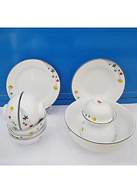 Bộ đồ ăn 11 thứ hoa A04 sứ Long Phương AH259011 họa tiết hoa Cẩm Vi