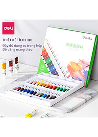 Màu Acrylic tuýp mini chuyên nghiệp Deli - 5ml/tuýp - Vẽ vải / Vẽ quần áo / Vẽ giày - 12/18/24 màu