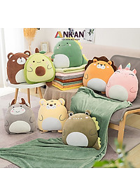 Chăn Gối Văn Phòng 3 Trong 1 Kiểu Bò Siêu Dễ Thương Dùng Để Ngủ Tại Văn Phòng Trên Sofa Màu Sắc Nhã Nhặn Vải Nỉ Siêu Mềm Mịn