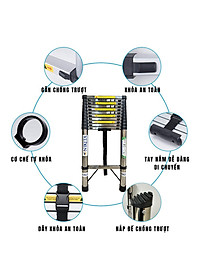 Thang nhôm INOX rút đơn xếp gọn 2,6m - 5.9m gấp gọn Nhập Khẩu NIKITA - chịu lực tới 150kg
