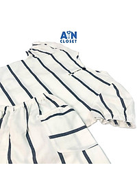 Bộ quần áo lửng bé gái họa tiết Sọc xám linen cotton - AICDBGO2C8RB - AIN Closet