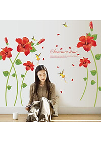 Decal trang dán tường Hoa Dâm Bụt đỏ SK9069