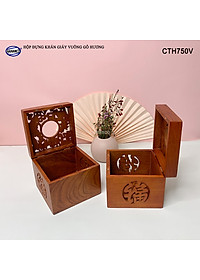 Hộp Đựng Khăn Giấy Vuông Bằng Gỗ Hương Điêu Khắc Tinh Xảo Sang Trọng - CTH750V