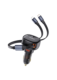 Tẩu sạc dùng trên ô tô tích hợp cáp Type C và iP Cable 60W Baseus Enjoyment Pro Car Charger - Hàng chính hãng