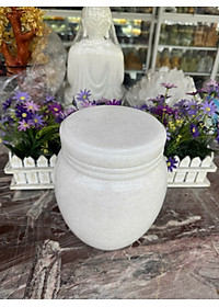 Hủ đưng tro cốt đá cẩm thạch trắng - Cao 25 cm