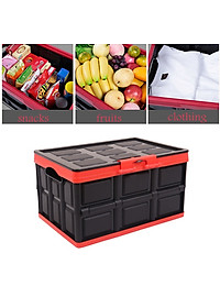 Hộp để đồ đa năng gấp gọn cốp sau ô tô dung tích 30 lít, Kích thước: Sâu x Rộng x Cao (42cm x 29cm x 24cm), Màu đen viền đỏ, KM309-30
