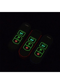 Cho xe Mazda, bao da chìa khóa 3 nút dạ quang kiêm móc khóa chất liệu da, Inox MIHOCO Mazda 3N/ Hành chính hãng