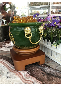 Bát Tụ Bảo, Bát Tụ Tài, Hủ vàng đá ngọc cẩm thạch xanh hút tài hút lộc cho ngôi nhà của bạn - Cao 18cm